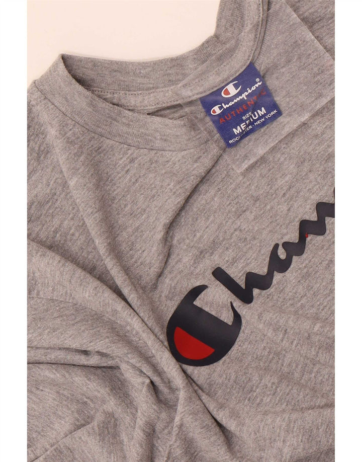 Champion Mens Graphic Top Long Sleeve Medium Grey