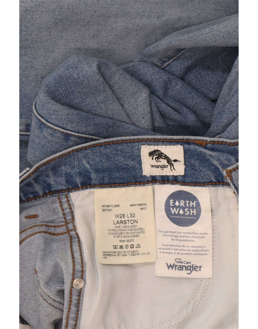 Wrangler Mens Larston Slim Jeans W28 L32 Blue Cotton