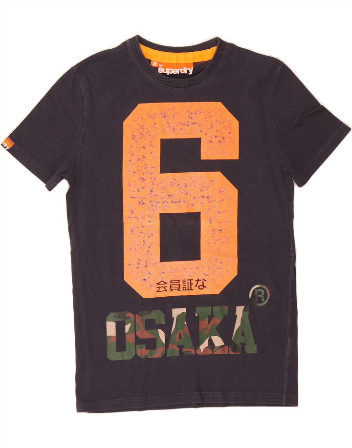 SUPERDRY Mens Graphic T-Shirt Top Small Navy Blue Cotton Vintage Superdry and Second-Hand Superdry from Messina Hembry 