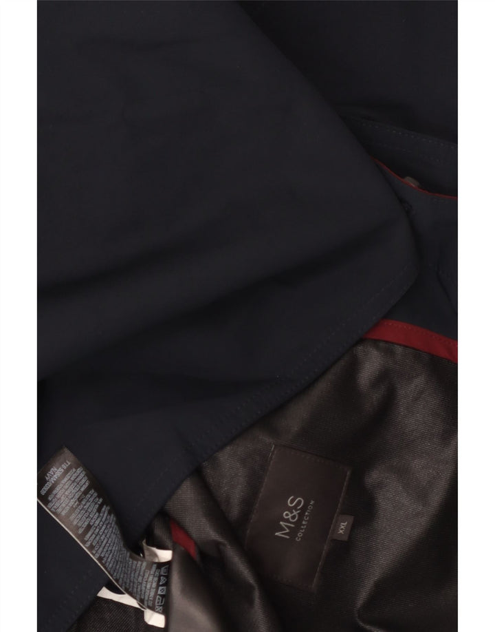 Marks & Spencer Mens Overcoat UK 44 2XL Navy Blue Polyester