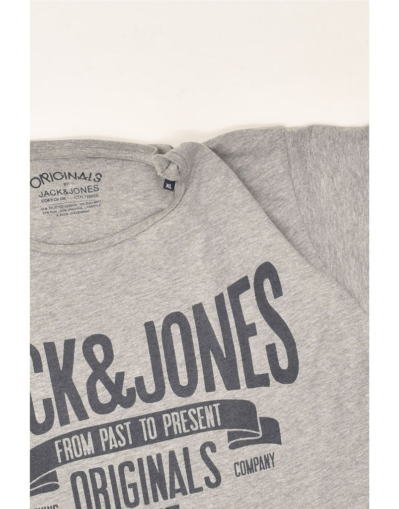 JACK & JONES Mens Originals Graphic T-Shirt Top XL Grey Cotton | Vintage Jack & Jones | Thrift | Second-Hand Jack & Jones | Used Clothing | Messina Hembry 