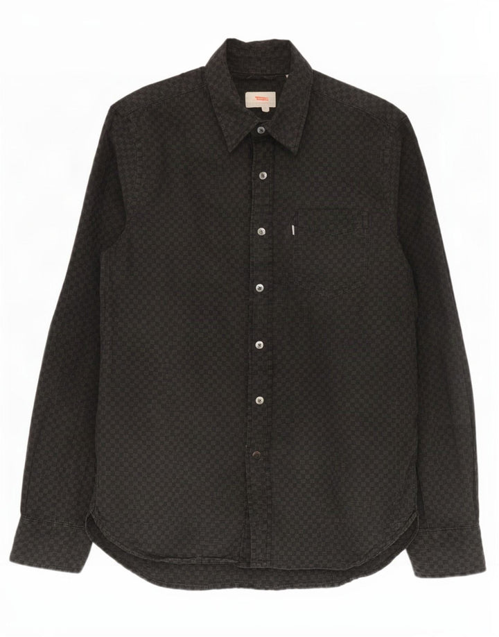 Levi's Mens Shirt Small Black Geometric Cotton