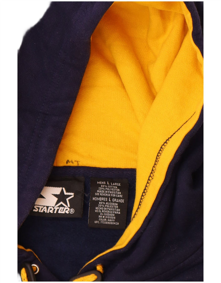 STARTER Mens Graphic Sleeveless Hoodie Jumper Large Navy Blue Cotton