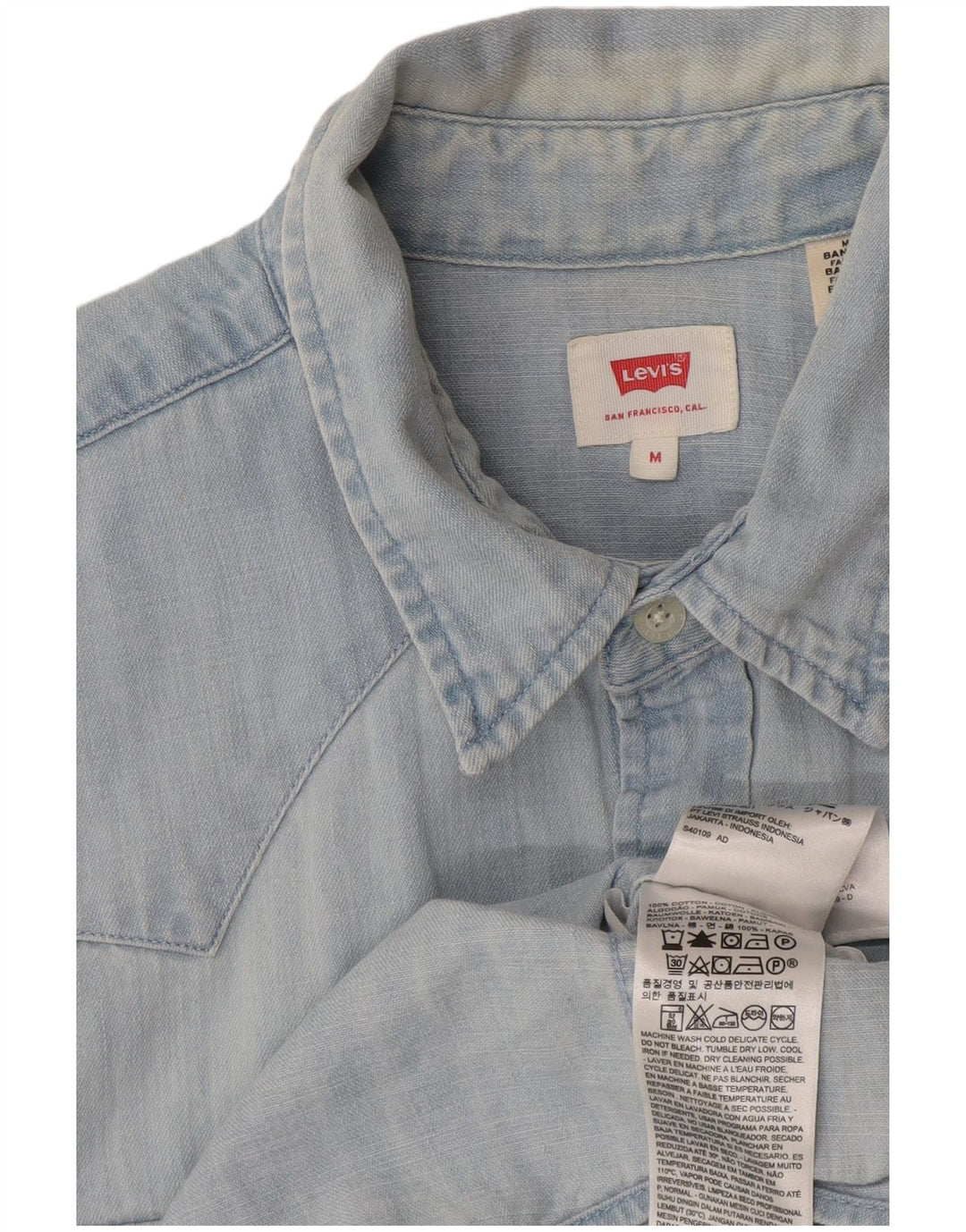 Levi's Mens Short Sleeve Denim Shirt Medium Blue Cotton