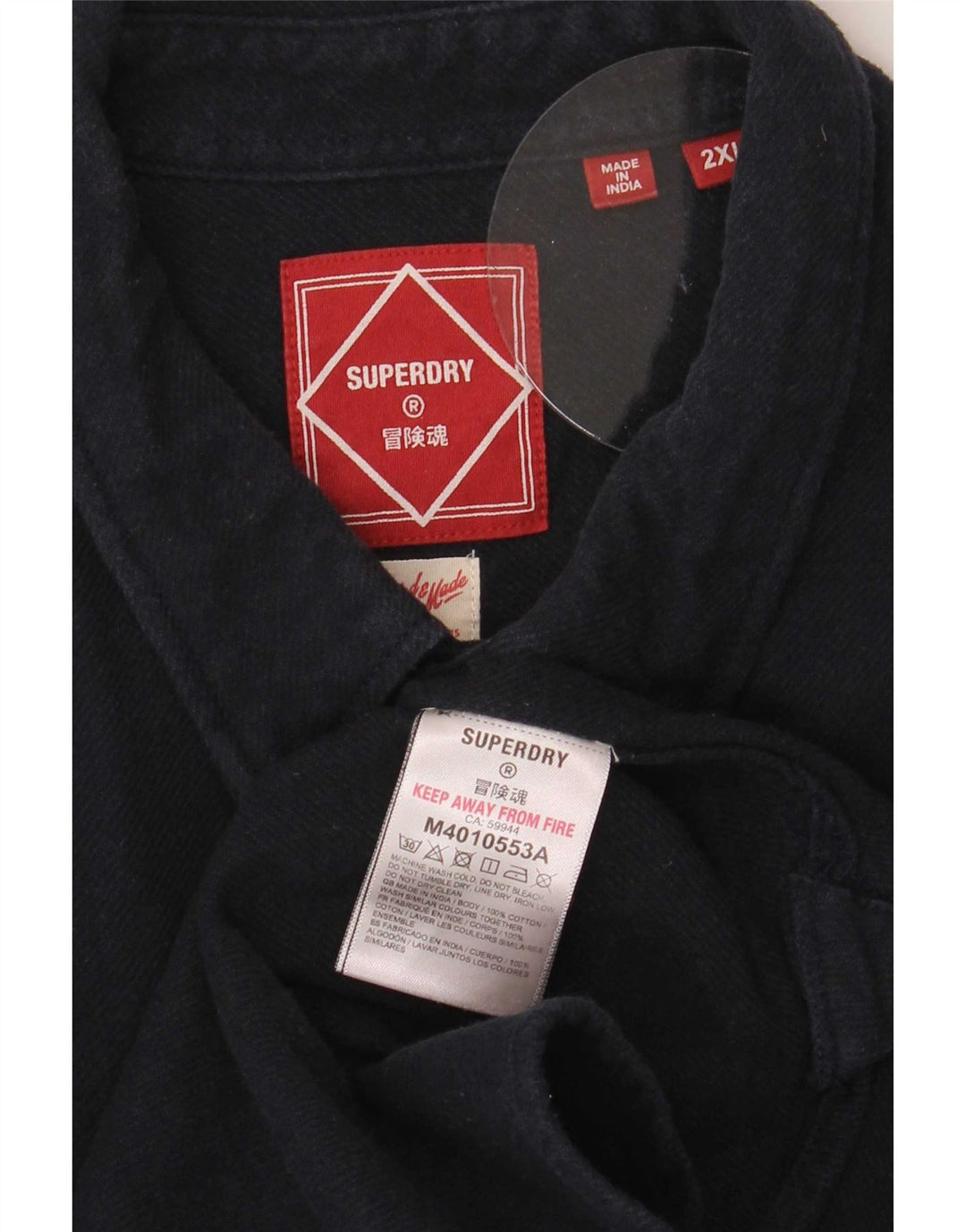 Superdry Mens Denim Shirt 2XL Navy Blue Cotton