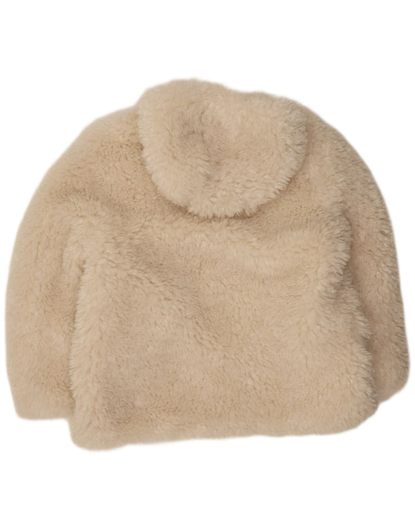 Zara Womens Teddy Bear Oversized Faux Fur Jacket UK 18 XL Off White