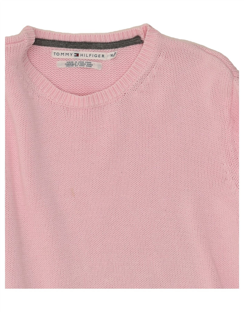 TOMMY HILFIGER Womens Crew Neck Jumper Sweater UK 18 XL Pink Cotton | Vintage Tommy Hilfiger | Thrift | Second-Hand Tommy Hilfiger | Used Clothing | Messina Hembry 