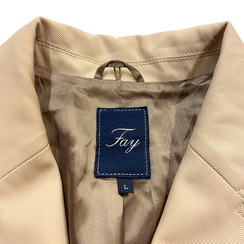 Fay Womens Button Up Long Overcoat | Vintage High End Luxury Beige Coat VTG | Vintage Messina Hembry | Thrift | Second-Hand Messina Hembry | Used Clothing | Messina Hembry 