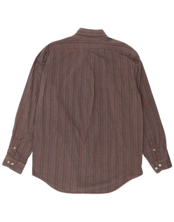 Marlboro Classics Mens Shirt XL Brown Striped Cotton