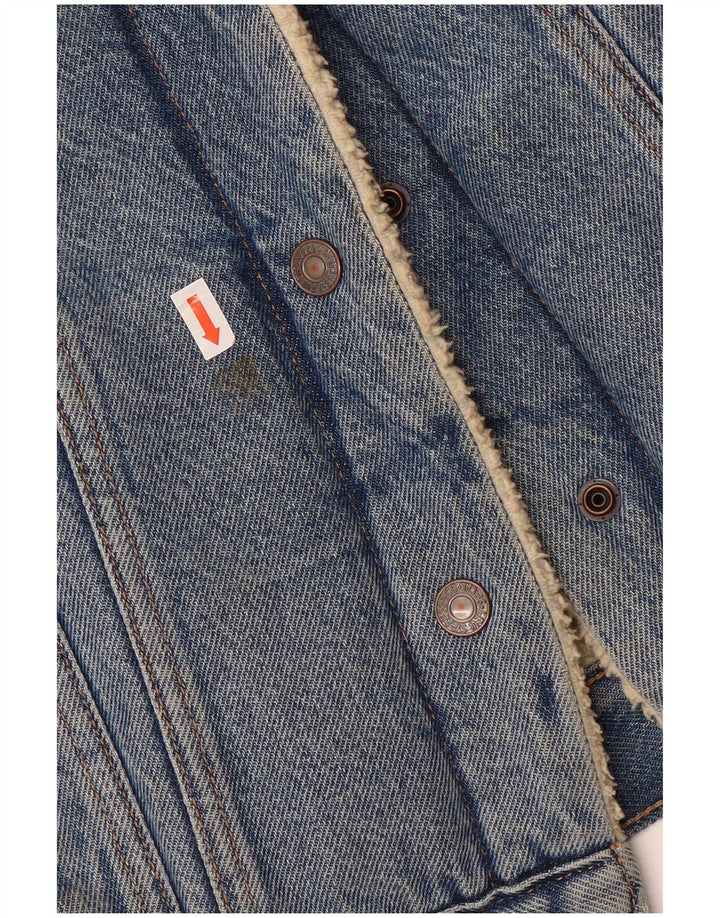 LEVI'S Womens Denim Sherpa Jacket UK 6 XS Blue Cotton