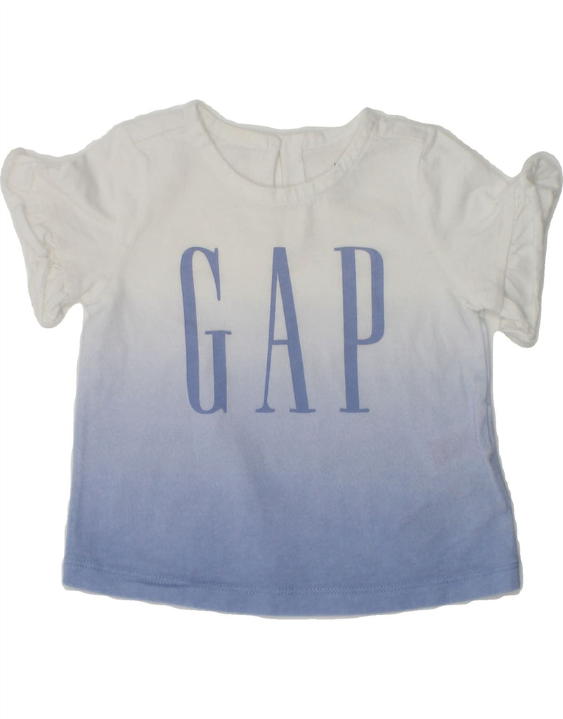 GAP Baby Girls Graphic T-Shirt Top 3-6 Months Blue Colourblock Cotton | Vintage Gap | Thrift | Second-Hand Gap | Used Clothing | Messina Hembry 