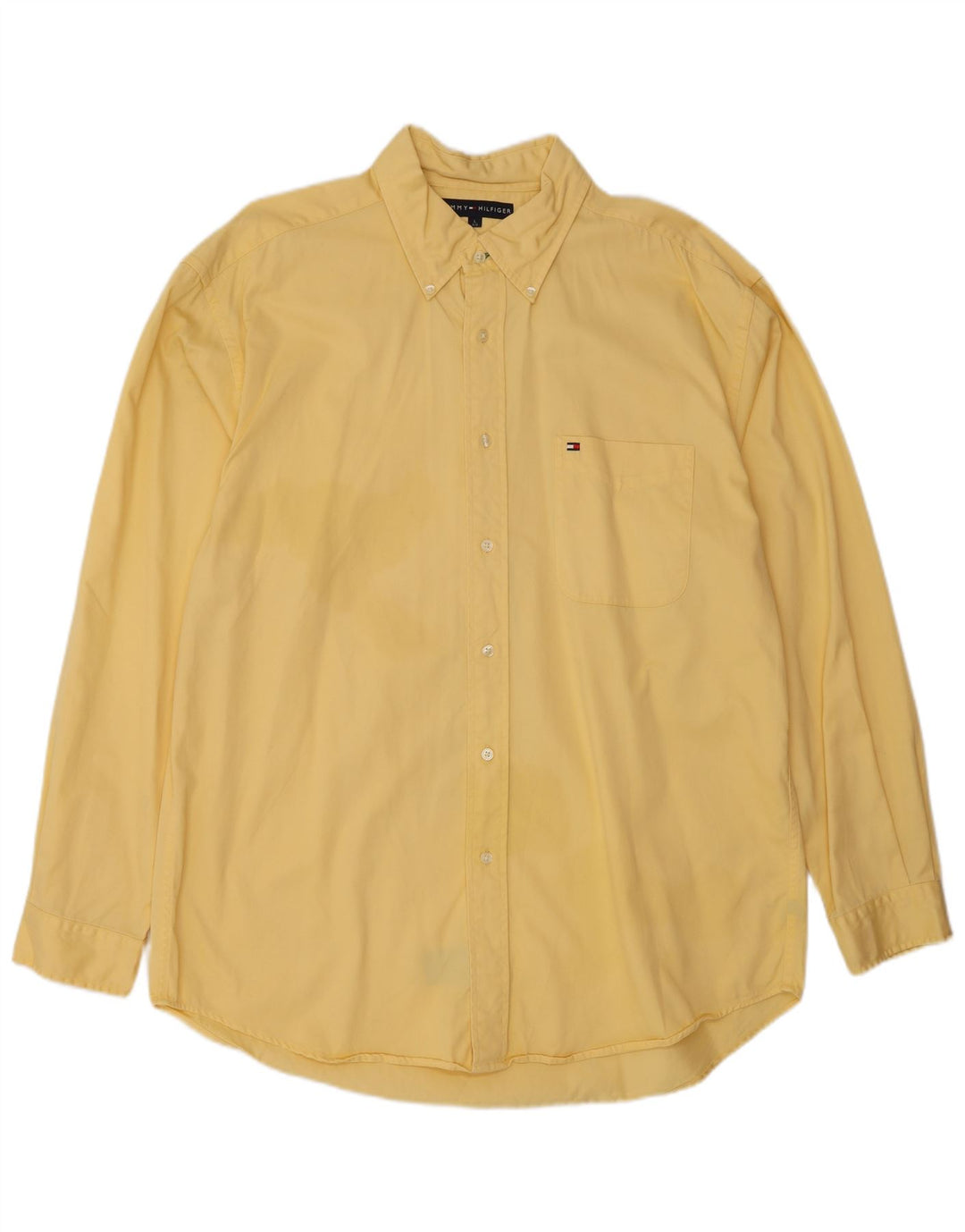 Tommy Hilfiger Mens Shirt Large Yellow Cotton