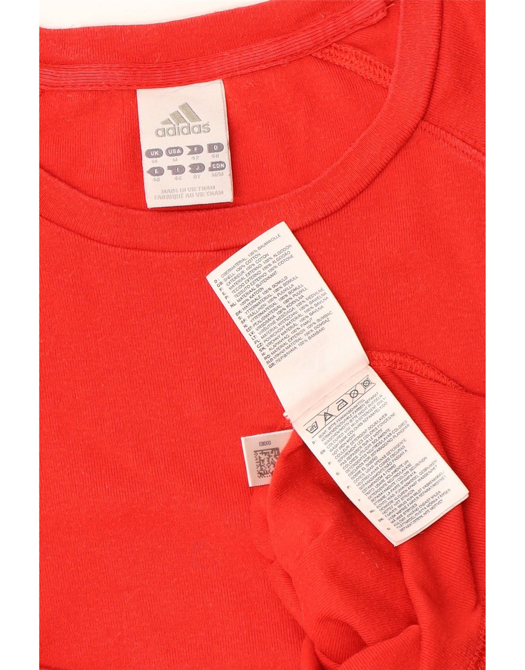 ADIDAS Womens Crop T-Shirt Top UK 14 Medium Red Cotton