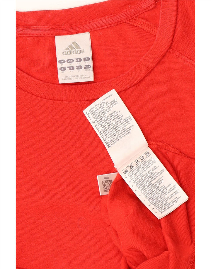 ADIDAS Womens Crop T-Shirt Top UK 14 Medium Red Cotton