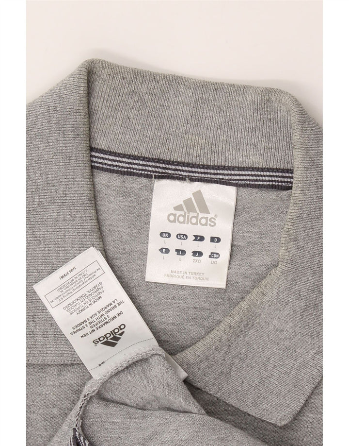 ADIDAS Mens Polo Shirt Large Grey Cotton Vintage Adidas and Second-Hand Adidas from Messina Hembry 