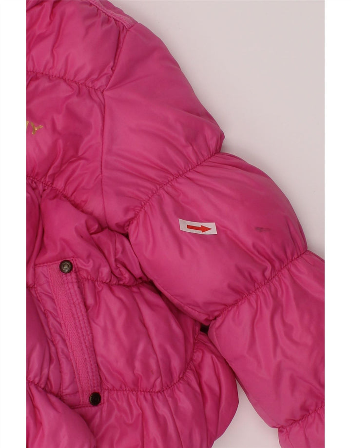 Dkny Girls Hooded Reversible Padded Jacket 4-5 Years Pink Polyester