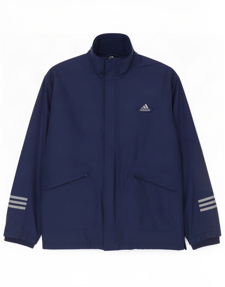 Adidas Mens Windbreaker Jacket UK 40/42 Medium Navy Blue Polyester