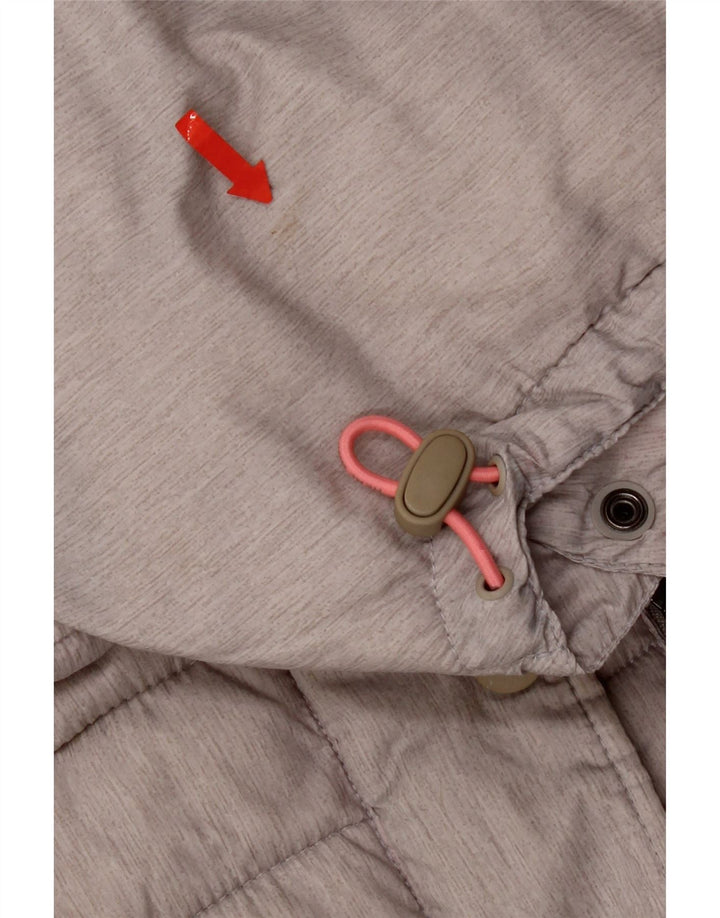 Superdry Womens Hooded Padded Jacket UK 14 Large Grey Polyester