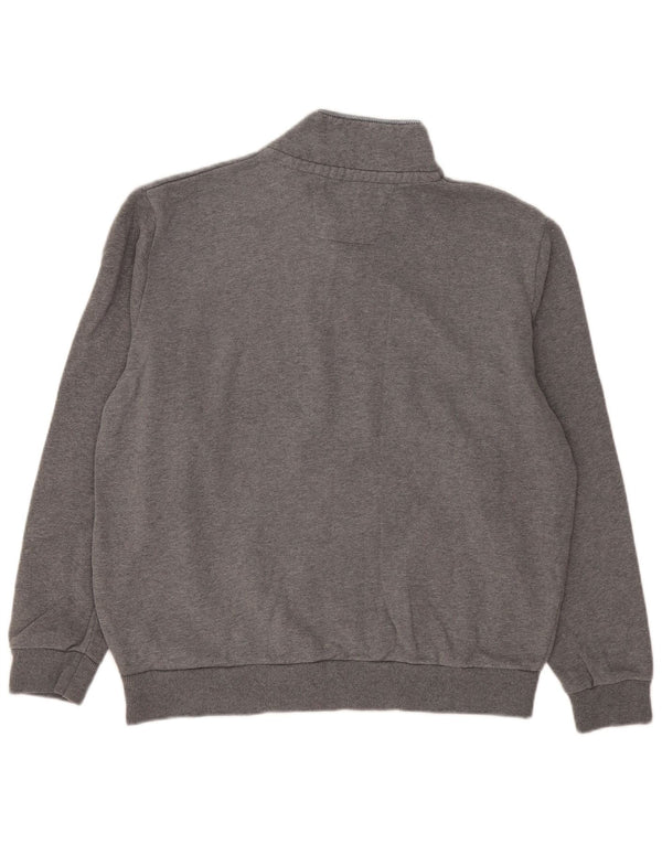 Crew Clothing Mens Zip Neck Sweatshirt Jumper XL Grey Flecked Cotton
