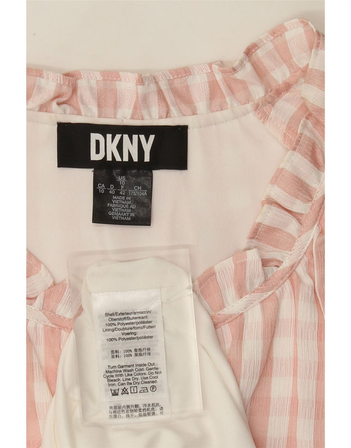 DKNY Womens Sheath Dress EU 42 Large Pink Gingham Polyester