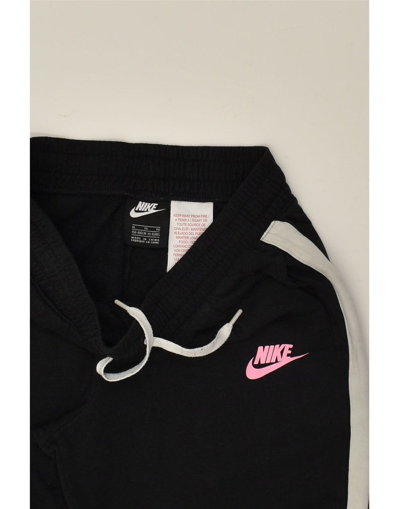 NIKE Girls Tracksuit Trousers Joggers 13-14 Years XL Black Cotton | Vintage Nike | Thrift | Second-Hand Nike | Used Clothing | Messina Hembry 