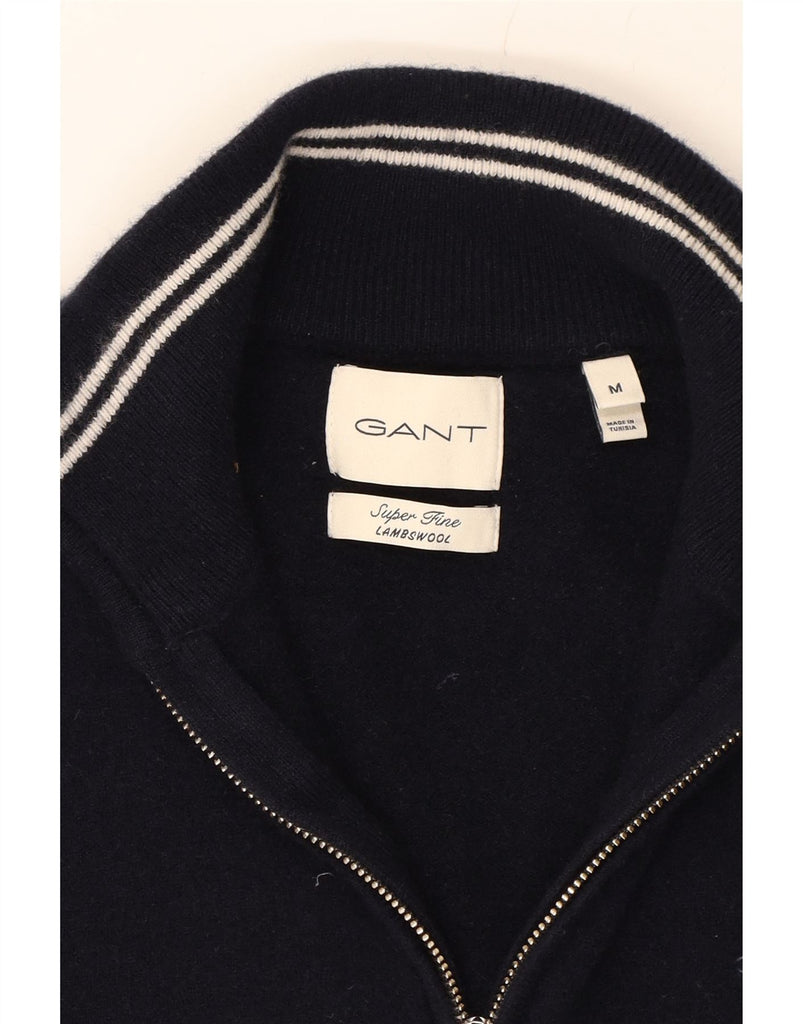 GANT Womens Zip Neck Jumper Sweater UK 14 Medium Navy Blue Lambswool Vintage Gant and Second-Hand Gant from Messina Hembry 