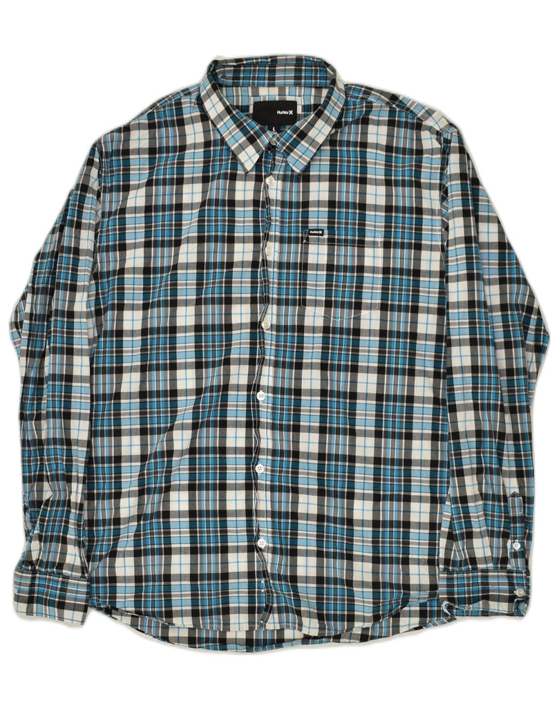 HURLEY Mens Shirt Large Blue Check Cotton | Vintage Hurley | Thrift | Second-Hand Hurley | Used Clothing | Messina Hembry 