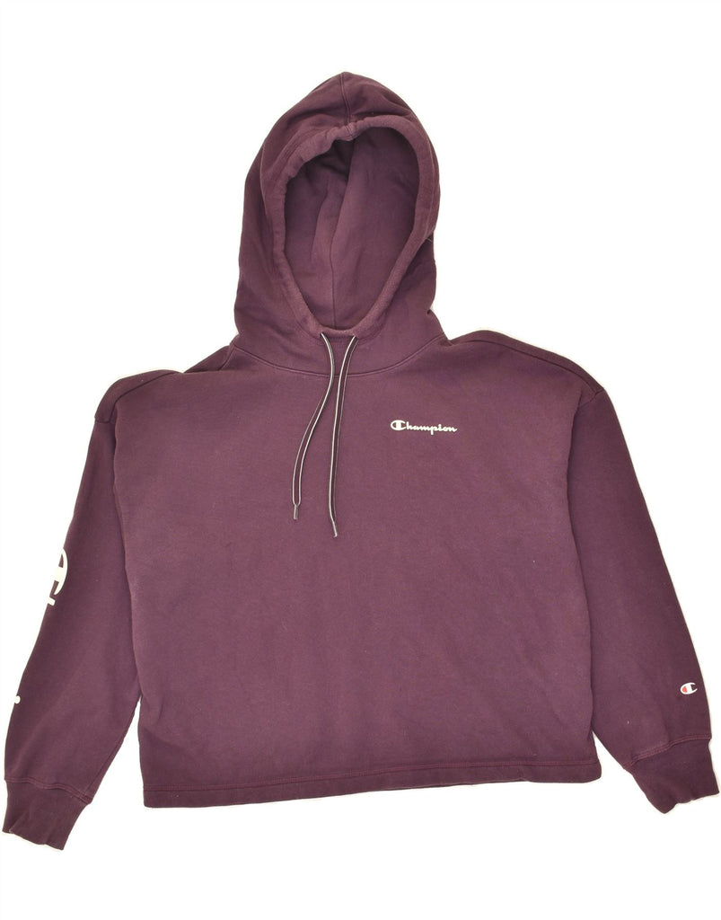 CHAMPION Womens Graphic Hoodie Jumper UK 16 Large Purple Cotton | Vintage Champion | Thrift | Second-Hand Champion | Used Clothing | Messina Hembry 