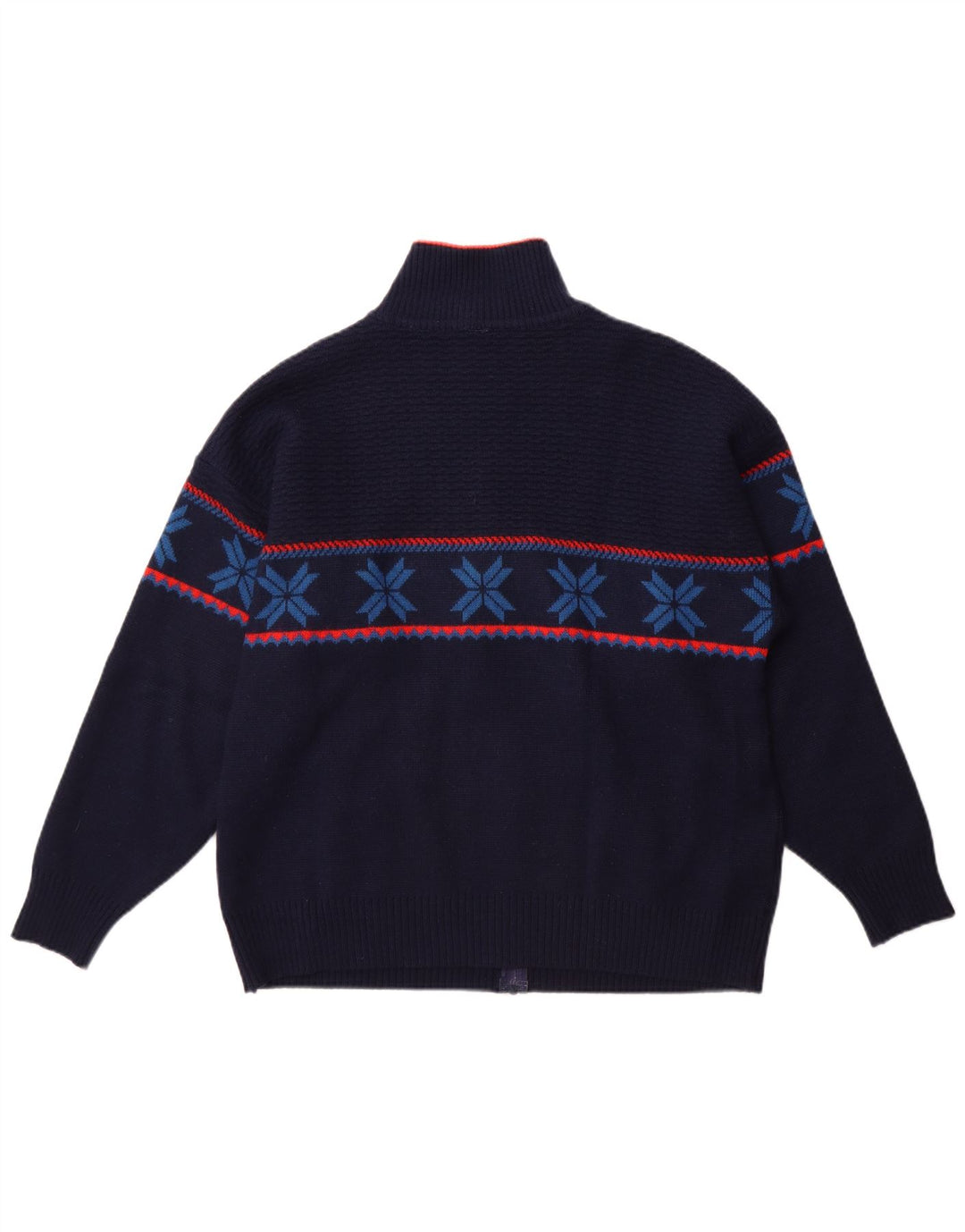 Vintage Mens Cardigan Sweater Large Navy Blue Fair Isle
