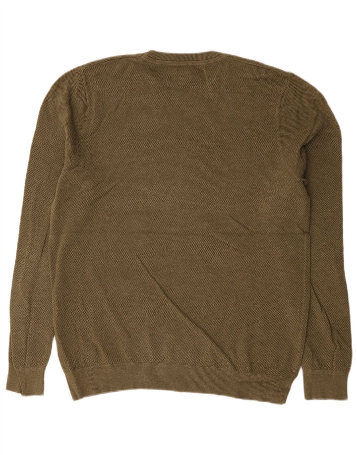 John Lewis Mens Crew Neck Jumper Sweater Large Khaki Cotton