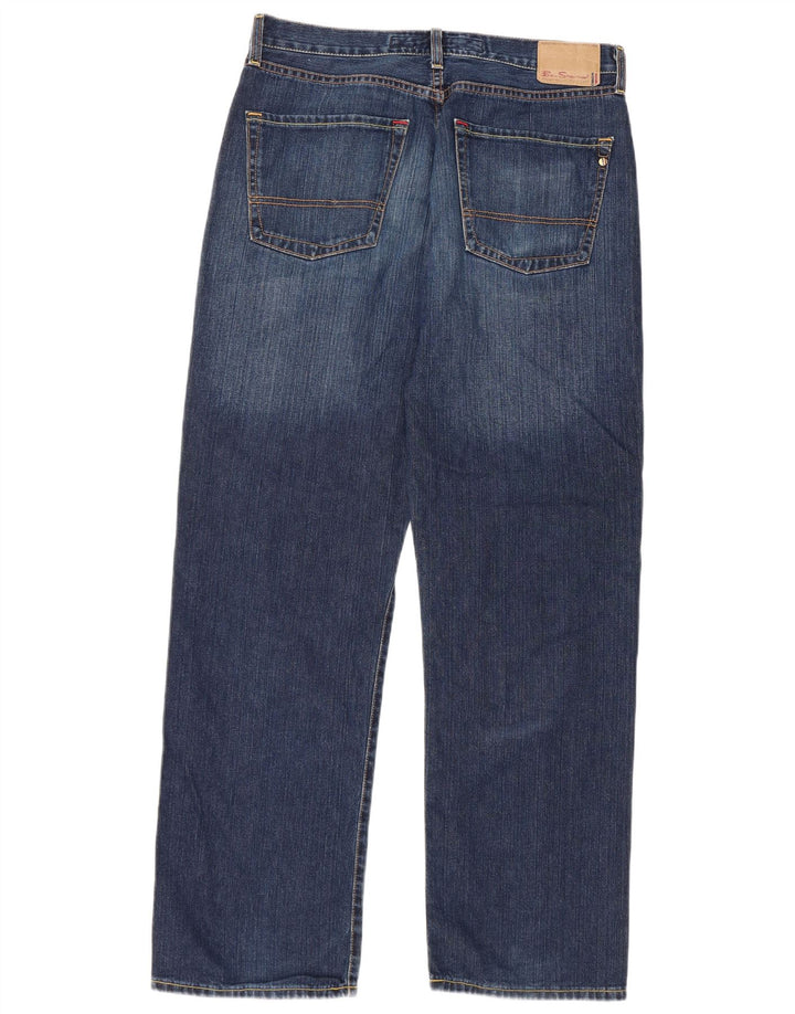 Ben Sherman Mens Straight Jeans W34 L32 Blue Cotton