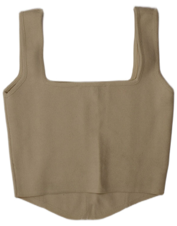 Zara Womens Crop Top Medium Beige Polyamide