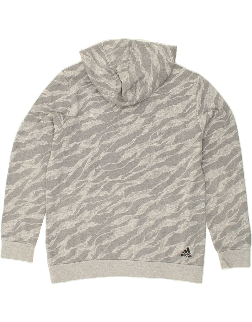 ADIDAS Boys Graphic Hoodie Jumper 13-14 Years Grey Camouflage Cotton Vintage Adidas and Second-Hand Adidas from Messina Hembry 