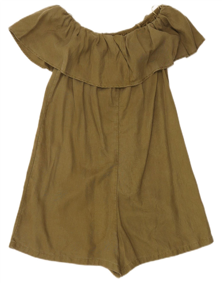 Zara Womens Off Shoulder Playsuit UK 6 XS Khaki