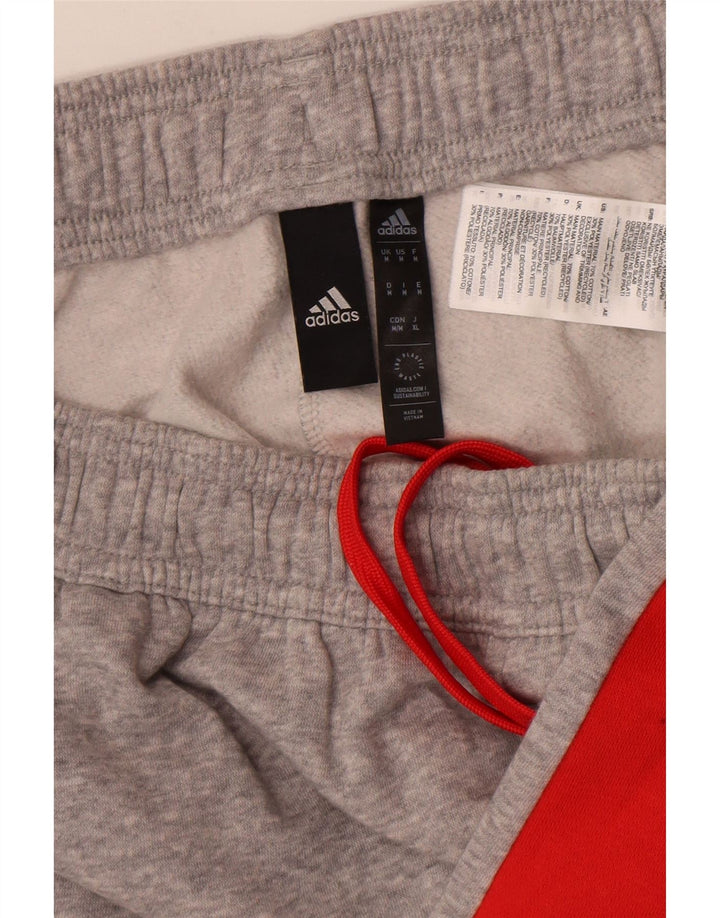 Adidas Mens Tracksuit Trousers Joggers Medium Grey Colourblock Cotton