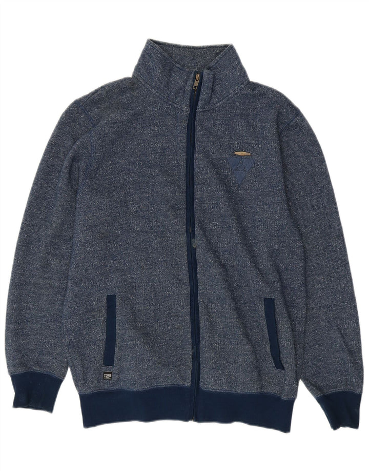 Jack & Jones Mens Tracksuit Top Jacket Large Navy Blue Flecked Cotton