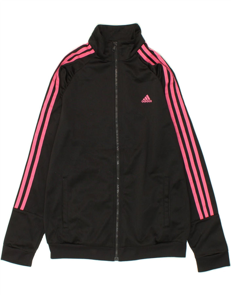 ADIDAS Womens Tracksuit Top Jacket UK 12/14 Medium Black Polyester | Vintage Adidas | Thrift | Second-Hand Adidas | Used Clothing | Messina Hembry 