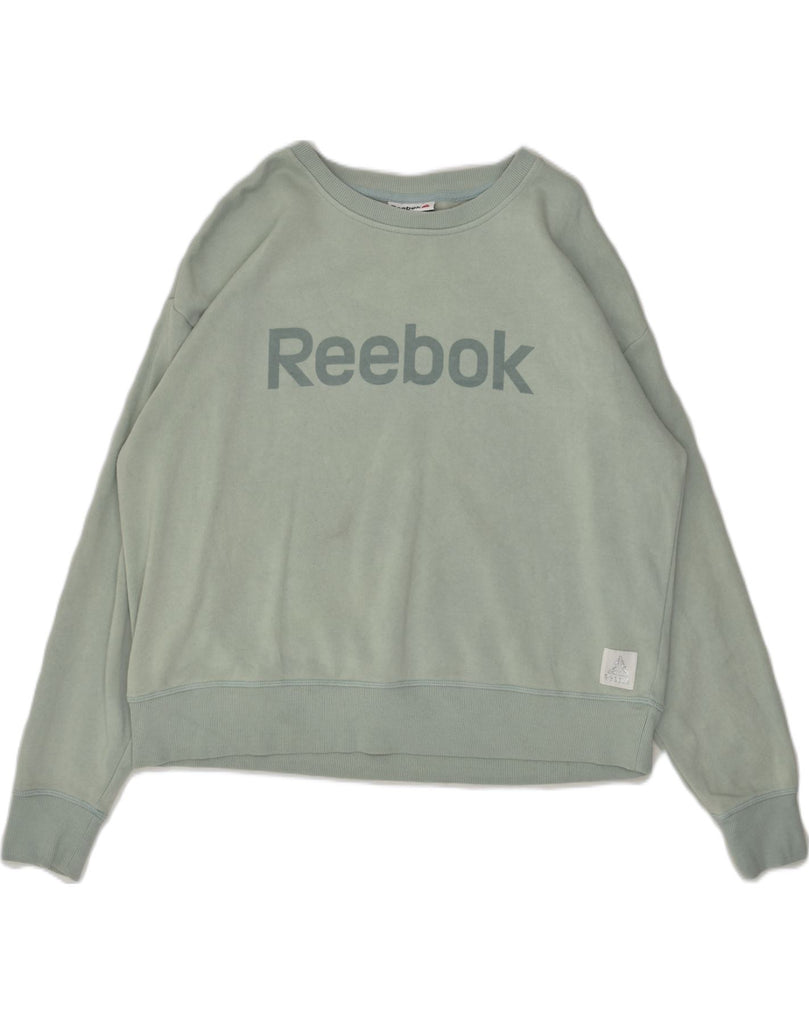 REEBOK Womens Graphic Sweatshirt Jumper UK 18 XL Green | Vintage Reebok | Thrift | Second-Hand Reebok | Used Clothing | Messina Hembry 