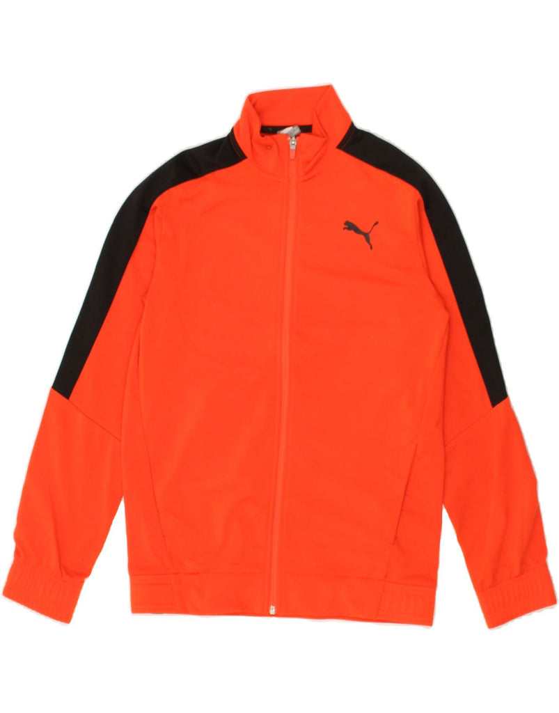 PUMA Boys Tracksuit Top Jacket 13-14 Years Orange Colourblock Polyester | Vintage Puma | Thrift | Second-Hand Puma | Used Clothing | Messina Hembry 