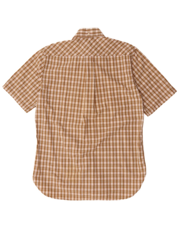 Tommy Hilfiger Mens Short Sleeve Shirt Small Brown Check Cotton