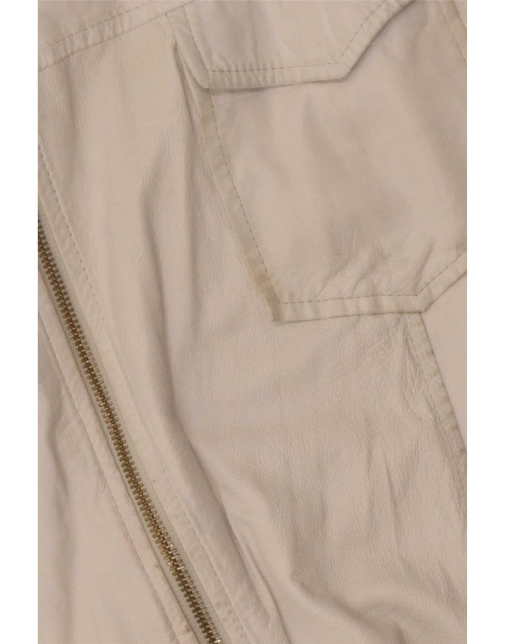 Vintage Womens Overshirt Leather Shirt IT 46 Large White