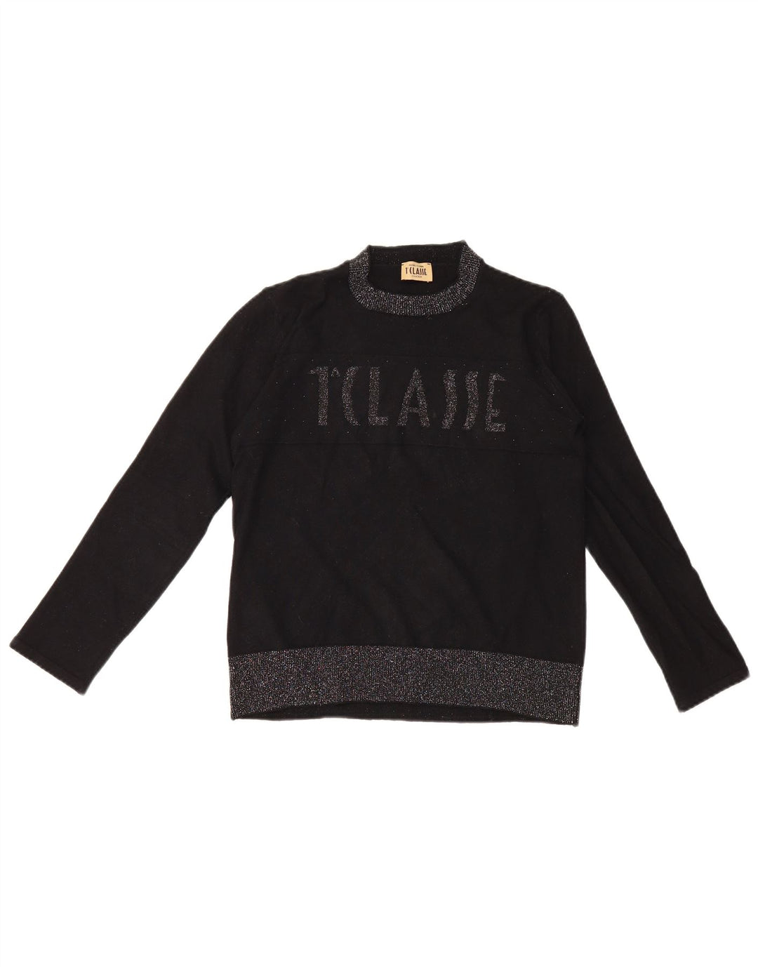 ALVIERO MARTINI Womens Graphic Crew Neck Jumper Sweater IT 40 Small Black