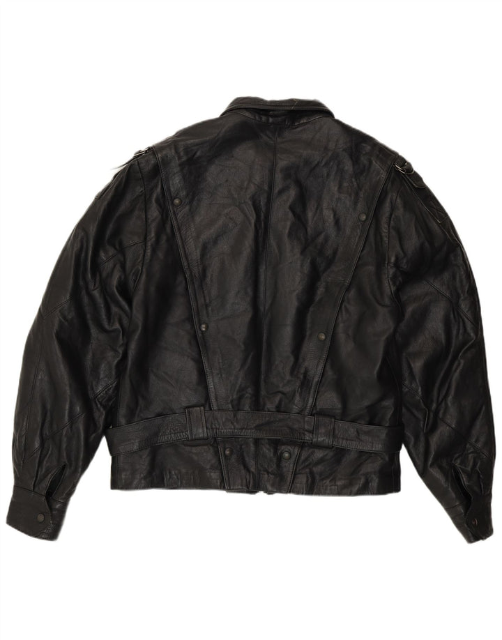 Vintage Mens Leather Leather Jacket IT 48 Medium Black Leather