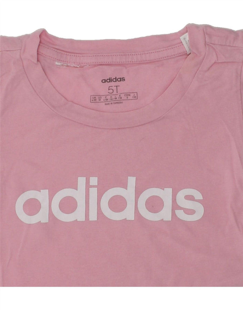 ADIDAS Girls Graphic T-Shirt Top 4-5 Years Pink Cotton | Vintage Adidas | Thrift | Second-Hand Adidas | Used Clothing | Messina Hembry 