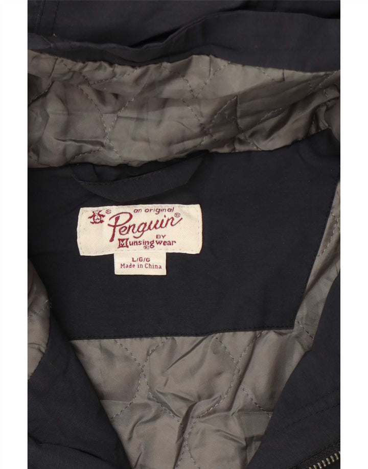Penguin Mens Hooded Windbreaker Jacket UK 40 Large Navy Blue