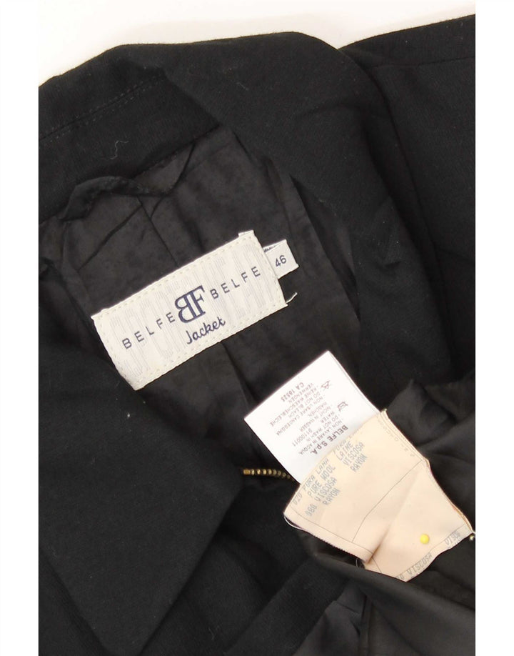 Belfe & Belfe Womens Bomber Jacket IT 46 Large Black Wool