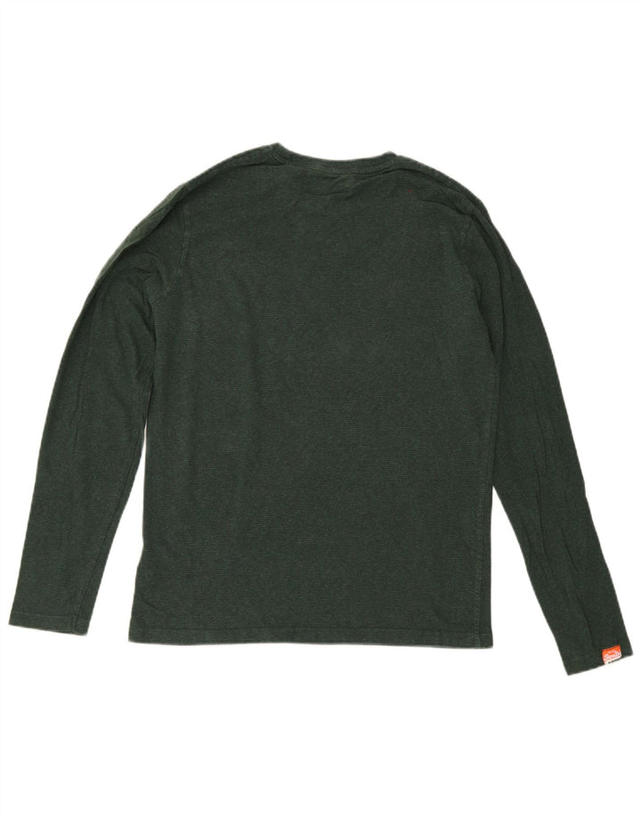 Superdry Mens Top Long Sleeve Small Green Cotton