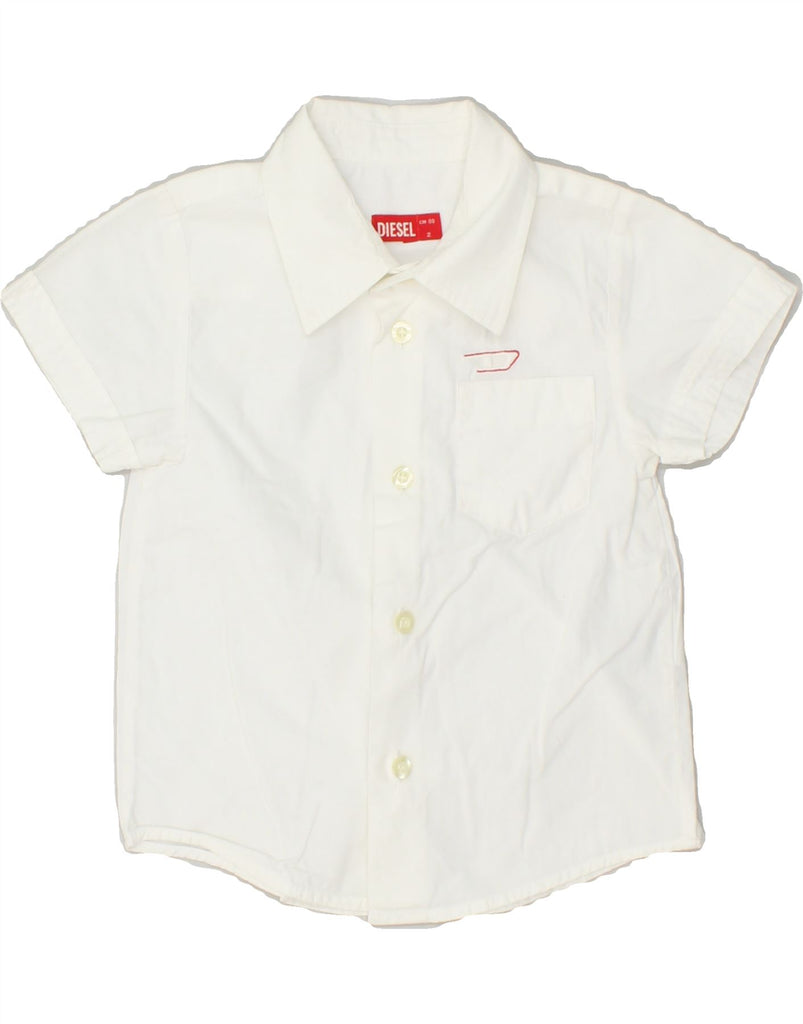 DIESEL Baby Boys Short Sleeve Shirt 18-24 Months White Cotton | Vintage Diesel | Thrift | Second-Hand Diesel | Used Clothing | Messina Hembry 