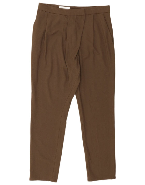 Zara Womens High Waist Pegged Chino Trousers Medium W28 L28 Brown