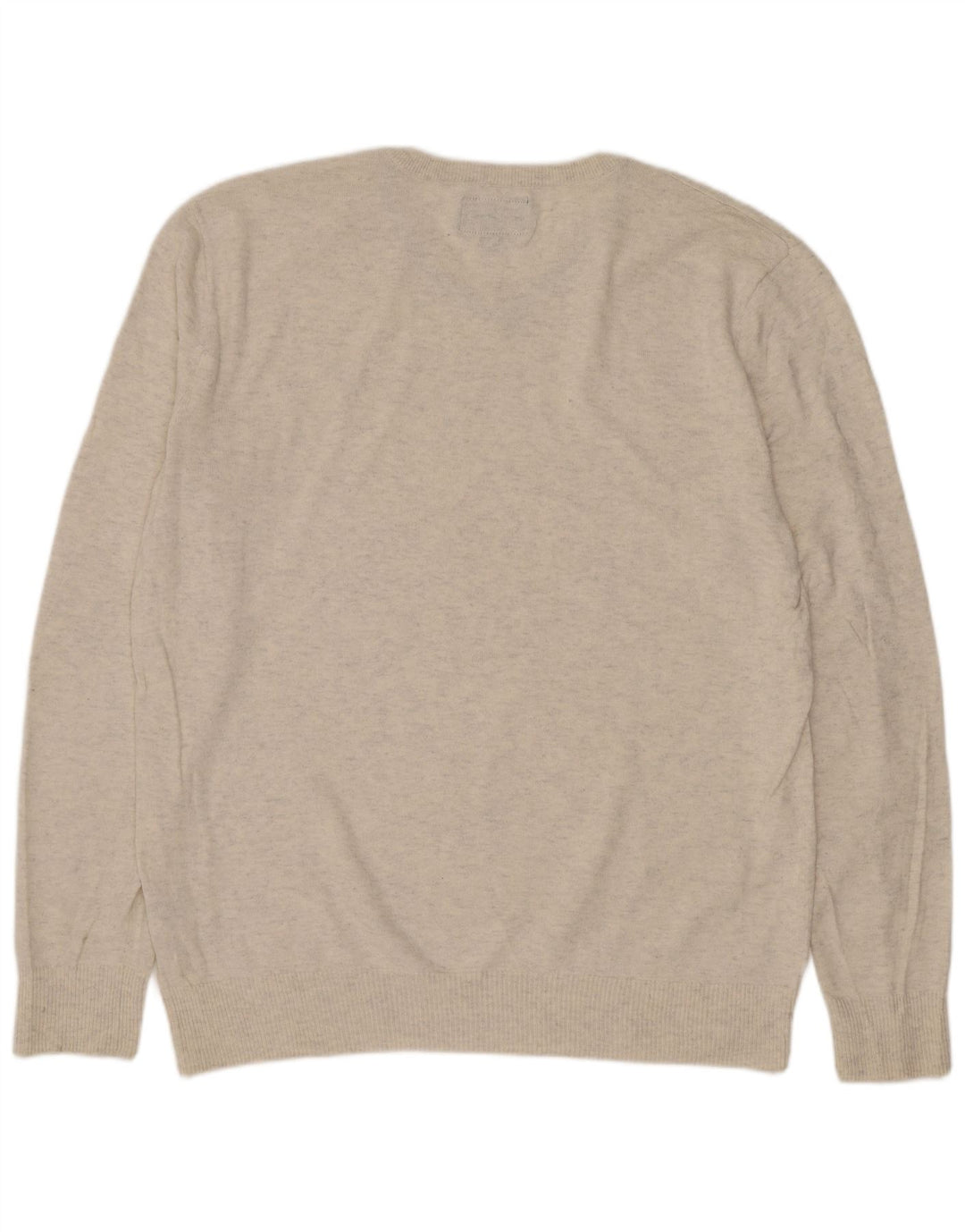American Eagle Outfitters Mens V-Neck Jumper Sweater Medium Beige Flecked